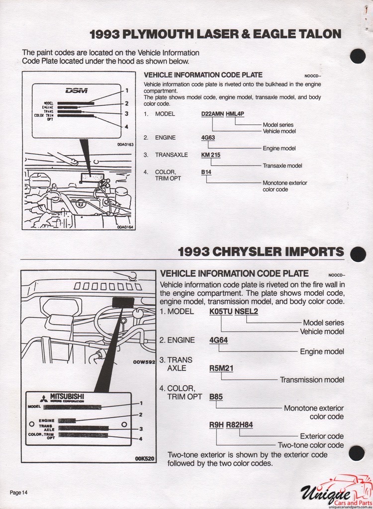 1993 Chrysler Paint Charts DuPont 11
